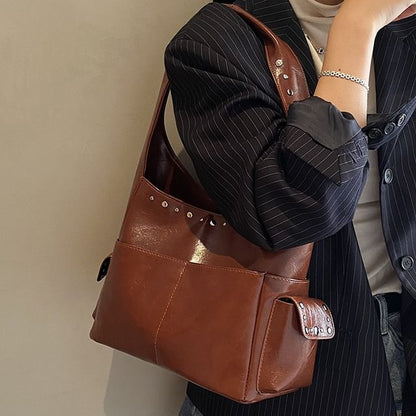 Studded Flap Pocket Shoulder Bag