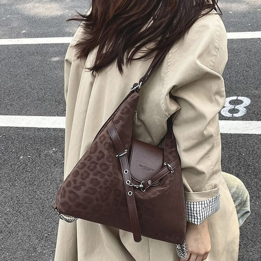 Leopard Patterned Buckled Shoulder Bag