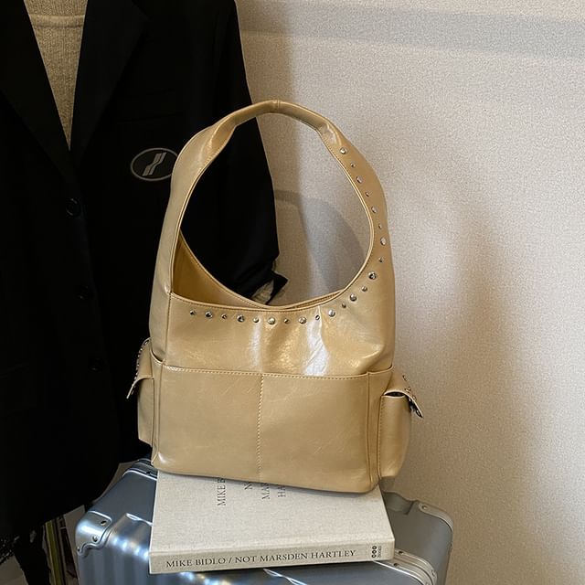 Studded Flap Pocket Shoulder Bag