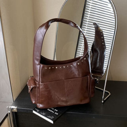 Studded Flap Pocket Shoulder Bag