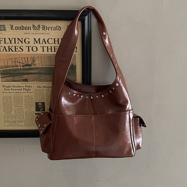 Studded Flap Pocket Shoulder Bag