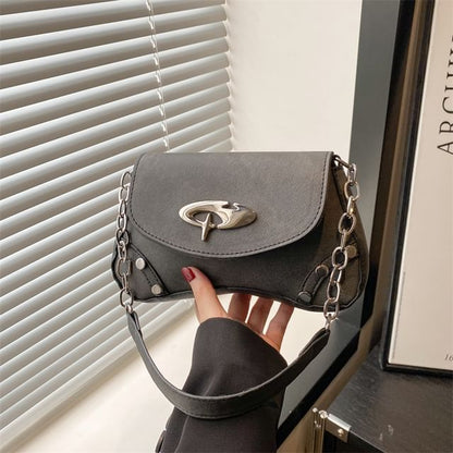 Studded Faux Leather Flap Shoulder Bag
