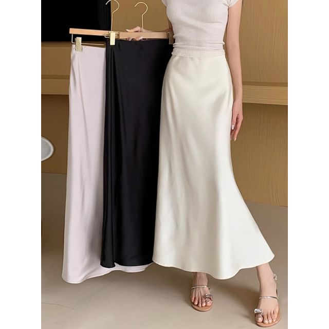 Satin Maxi Fishtail Skirt