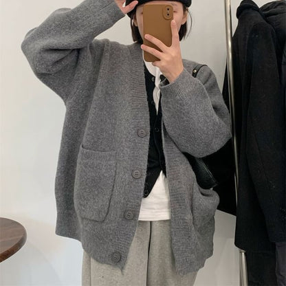 V-Neck Plain Cardigan