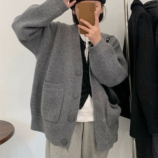 V-Neck Plain Cardigan