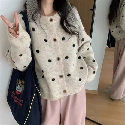 Round Neck Dotted Cardigan