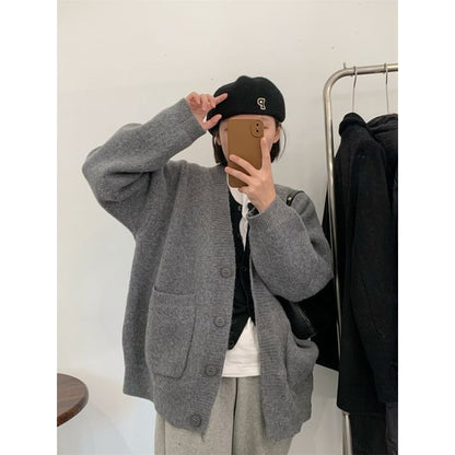 V-Neck Plain Cardigan