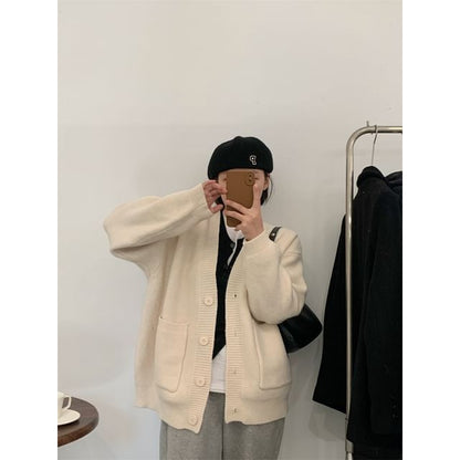 V-Neck Plain Cardigan