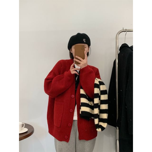 V-Neck Plain Cardigan