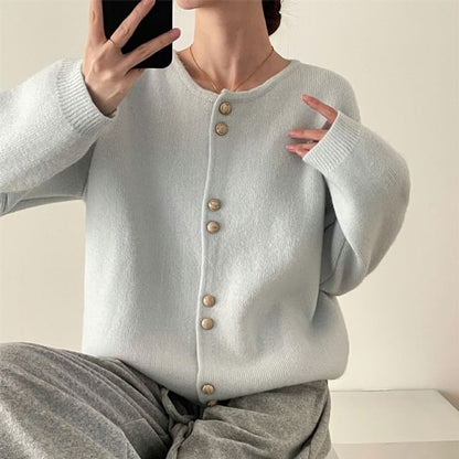 Button-Up Plain Cardigan