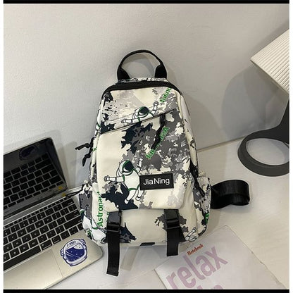 Camo Print Multi-Pocket Sling Bag