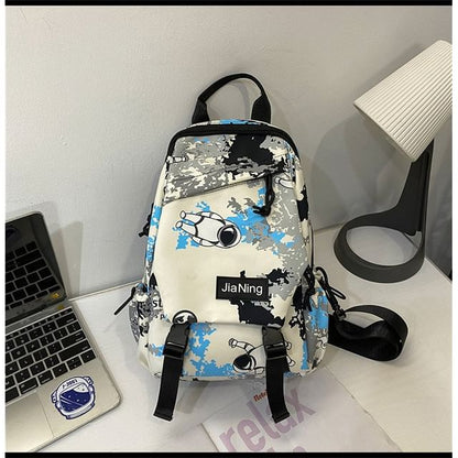 Camo Print Multi-Pocket Sling Bag