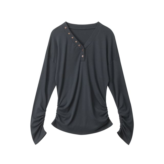 V-Neck Long-Sleeve Solid Basic Tee