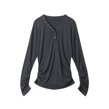 V-Neck Long-Sleeve Solid Basic Tee