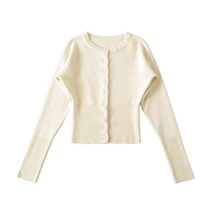 Crew Neck Plain Cardigan