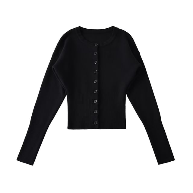 Crew Neck Plain Cardigan
