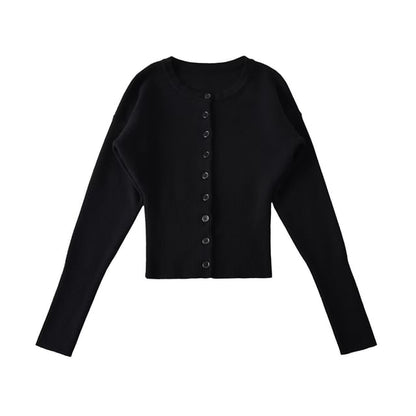 Crew Neck Plain Cardigan