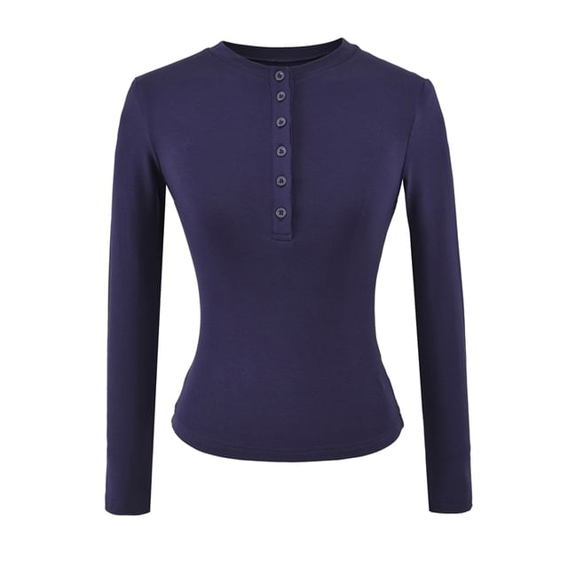 Henley Long-Sleeve Solid Basic Tee