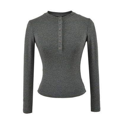 Henley Long-Sleeve Solid Basic Tee
