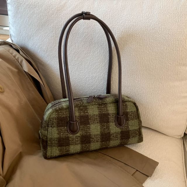 Plaid Fabric Shoulder Bag