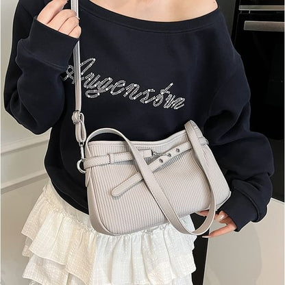 Ribbed Plain Crossbody Bag