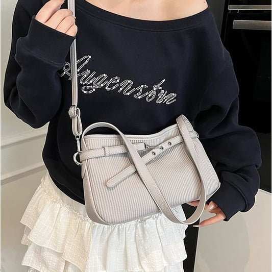 Ribbed Plain Crossbody Bag