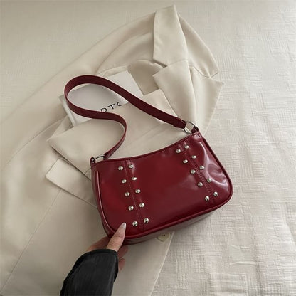 Studded Faux Leather Shoulder Bag