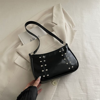 Studded Faux Leather Shoulder Bag