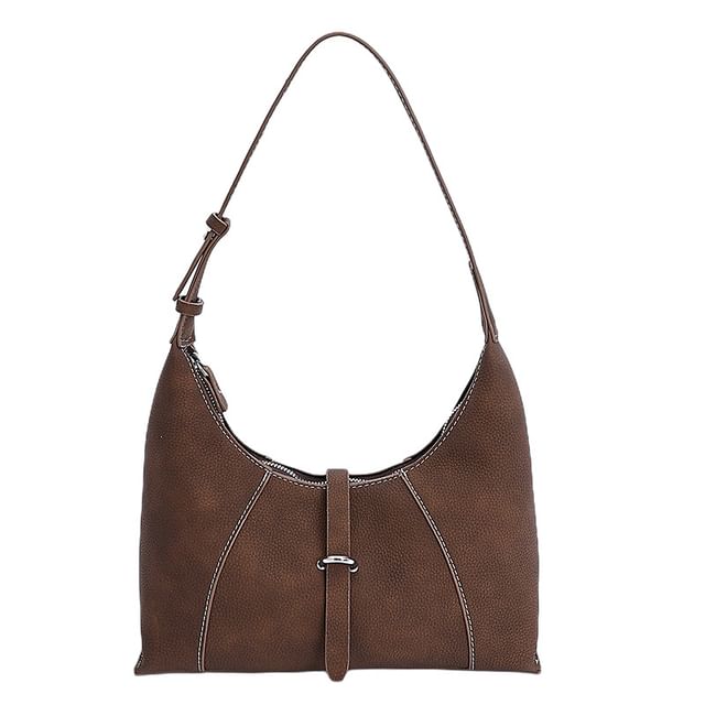 Contrast Stitching Faux Leather Shoulder Bag