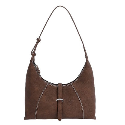 Contrast Stitching Faux Leather Shoulder Bag
