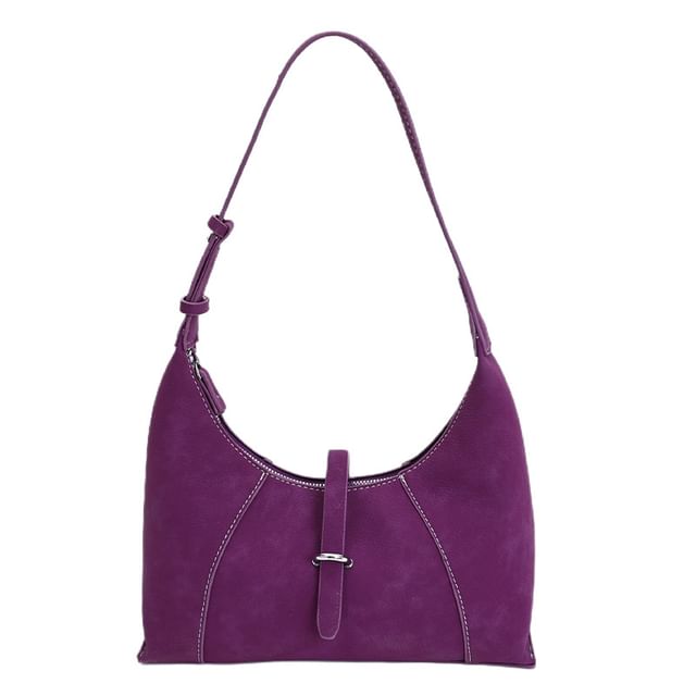 Contrast Stitching Faux Leather Shoulder Bag