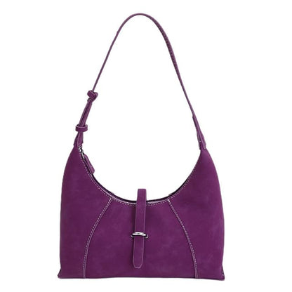 Contrast Stitching Faux Leather Shoulder Bag