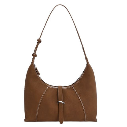 Contrast Stitching Faux Leather Shoulder Bag