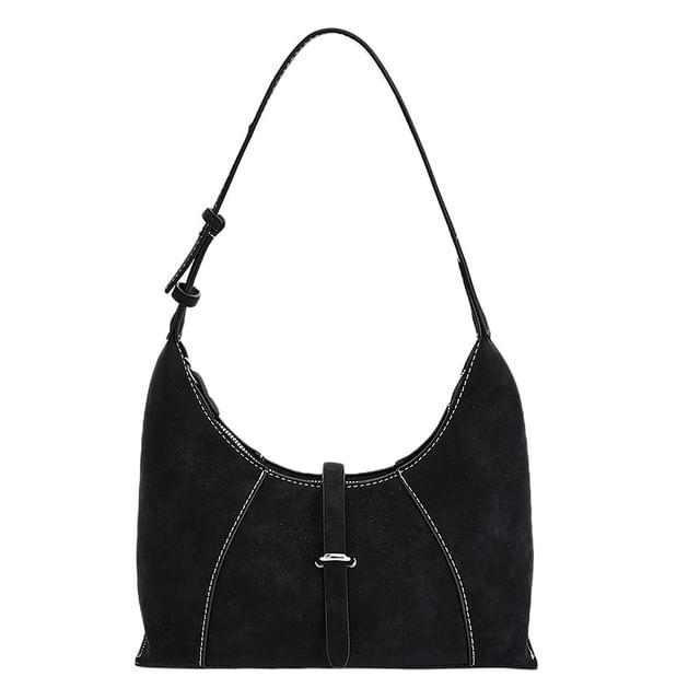 Contrast Stitching Faux Leather Shoulder Bag