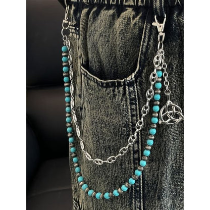 Faux Gemstone Layered Alloy Jean Chain
