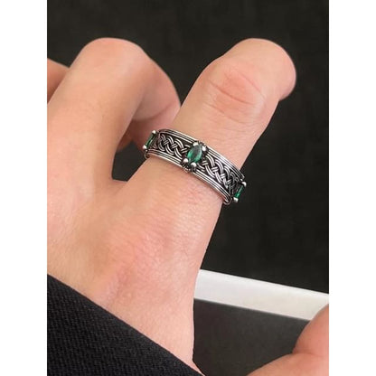 Rhinestone Faux Woven Alloy Open Ring