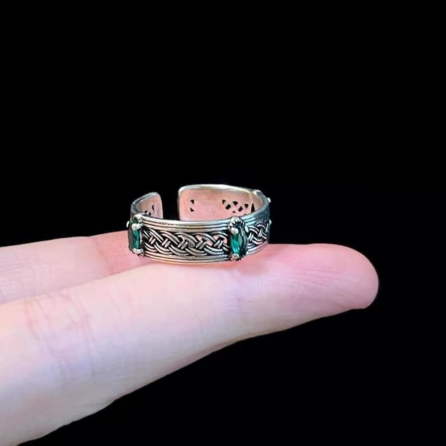 Rhinestone Faux Woven Alloy Open Ring