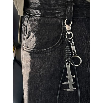 Caliper Alloy Faux Leather Jeans Hanging Decoration