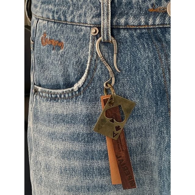 Poker Card Alloy Faux Leather Jeans Hanging Decoration