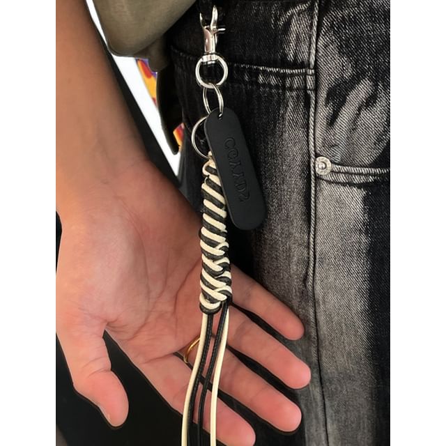 Braided Faux Leather Alloy Jeans Hanging Decoration