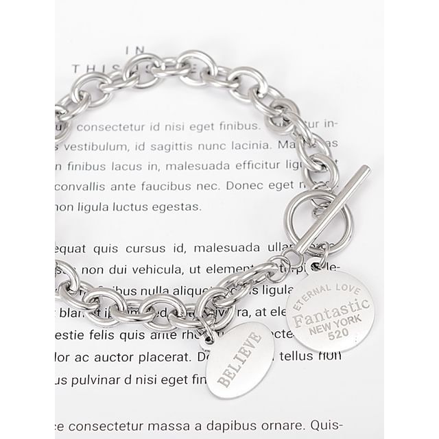 Silver Tone Chain Toggle Bracelet