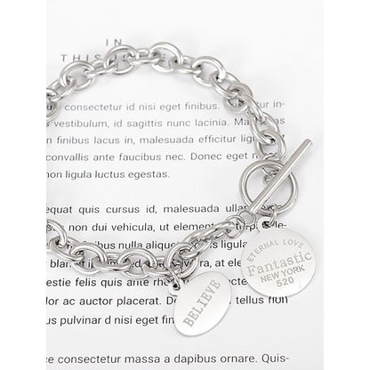 Silver Tone Chain Toggle Bracelet