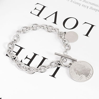 Silver Tone Chain Toggle Bracelet