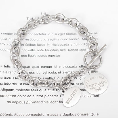 Silver Tone Chain Toggle Bracelet