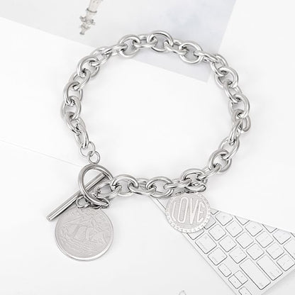 Silver Tone Chain Toggle Bracelet