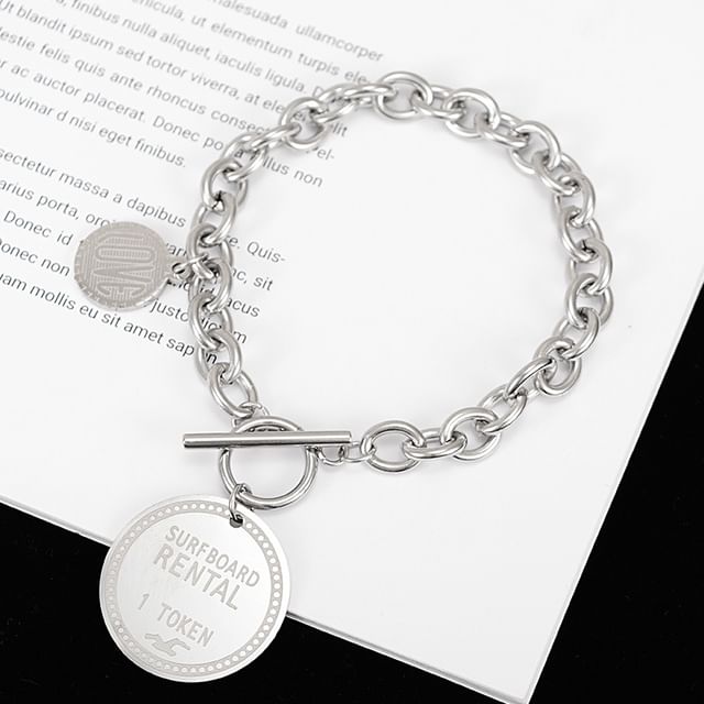 Silver Tone Chain Toggle Bracelet