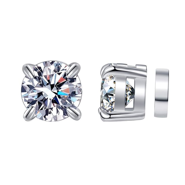 Sterling Silver Rhinestone Magnetic Earring / Set