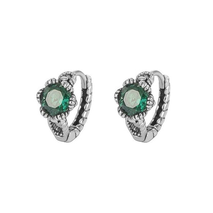 Sterling Silver Rhinestone Huggie Earring / Set