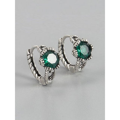 Sterling Silver Rhinestone Huggie Earring / Set
