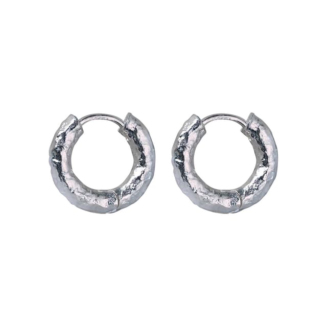 Sterling Silver Textured Huggie Earring / Set